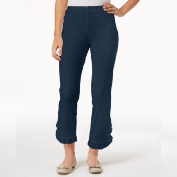Charter Club Womens Cropped Twill Pants Blue Size 16